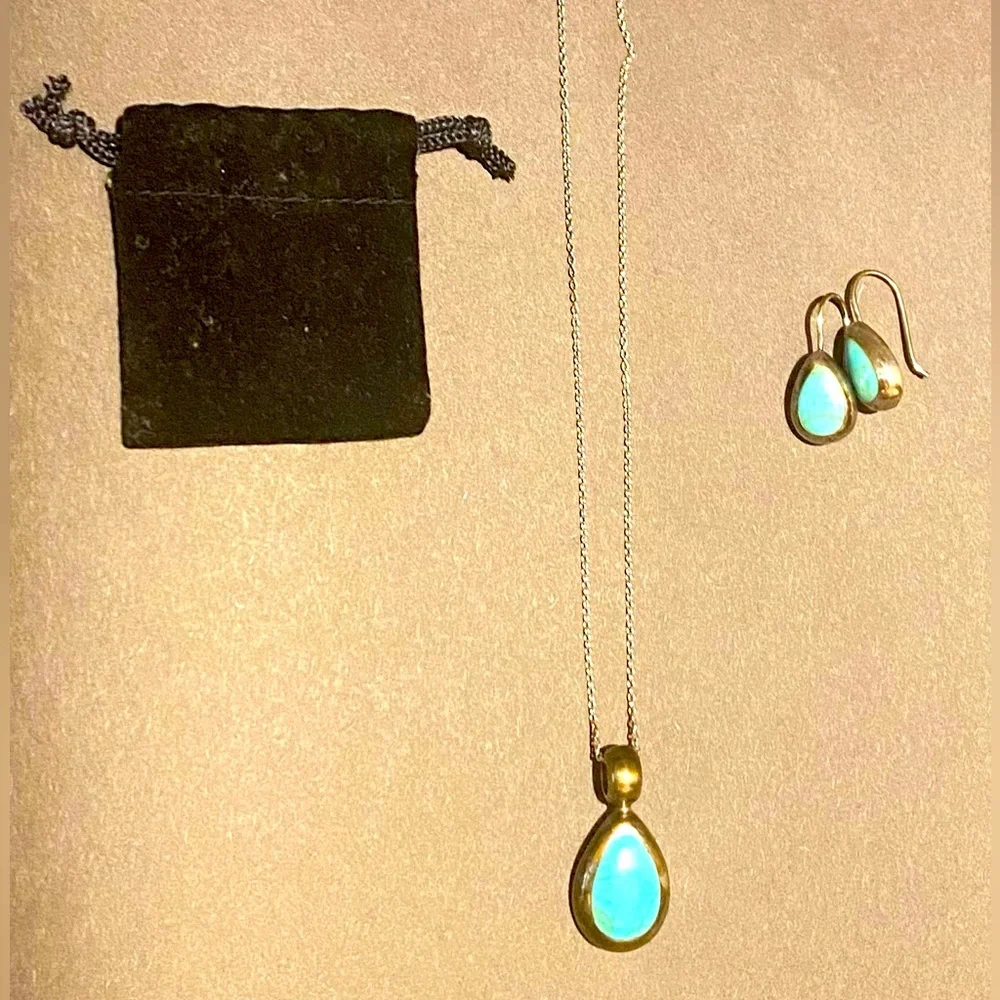 Teal Necklace and Earrings - Picture 1 of 5